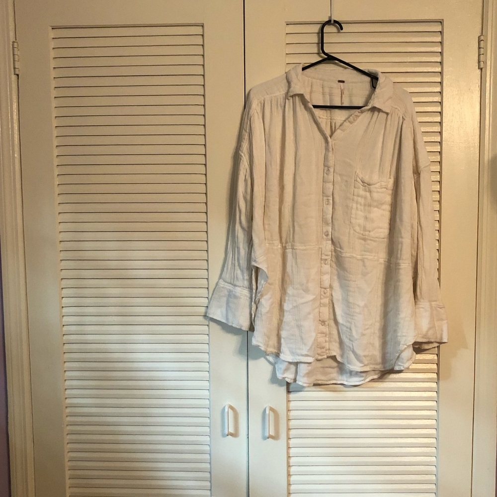 Free people creme oversized button down